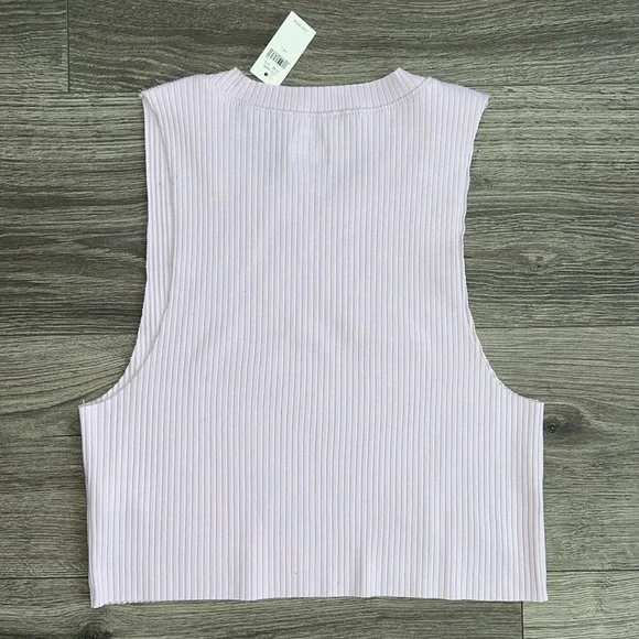 AERIE Ribbed Crop Tank Top Size Large Pastel Purple Muscle Tank Retro 90s Y2K - Picture 4 of 5